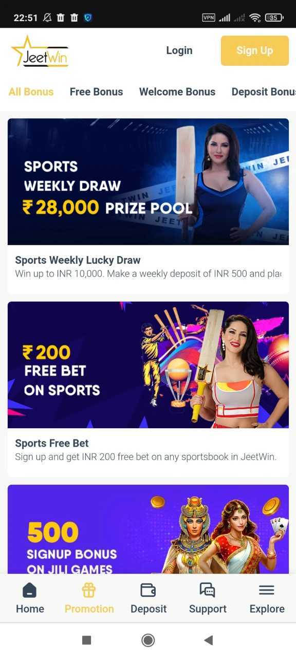 Visit the Jeetwin app bonuses page.