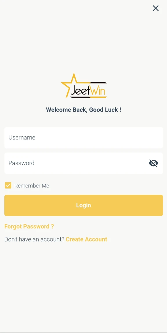 Login to your personal Jeetwin account on iOS.