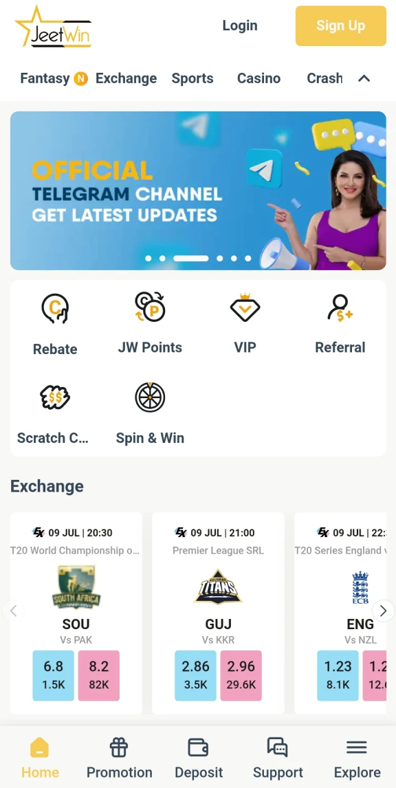Visit Jeetwin home page on iOS.