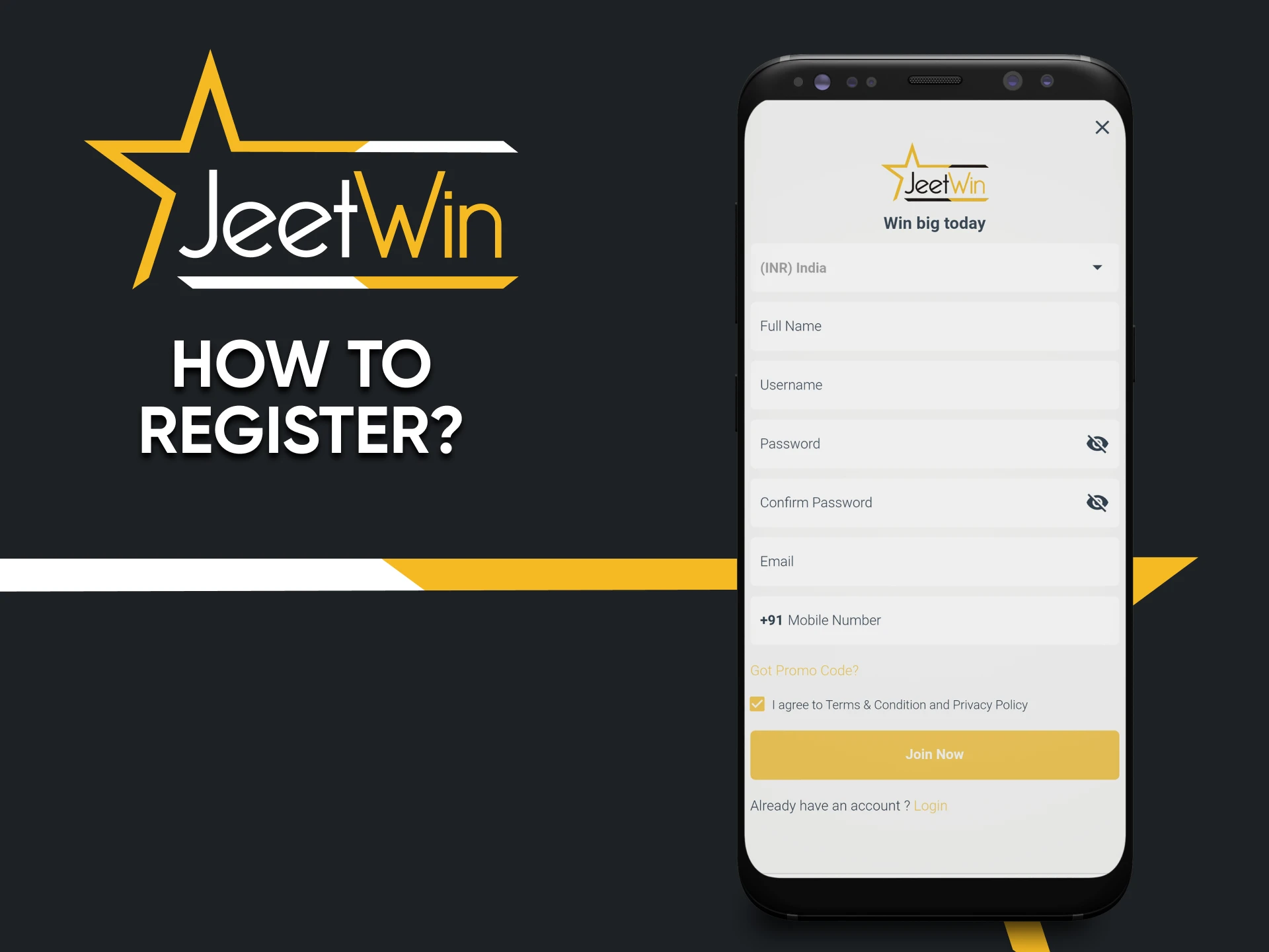 Register for the Jeetwin application.