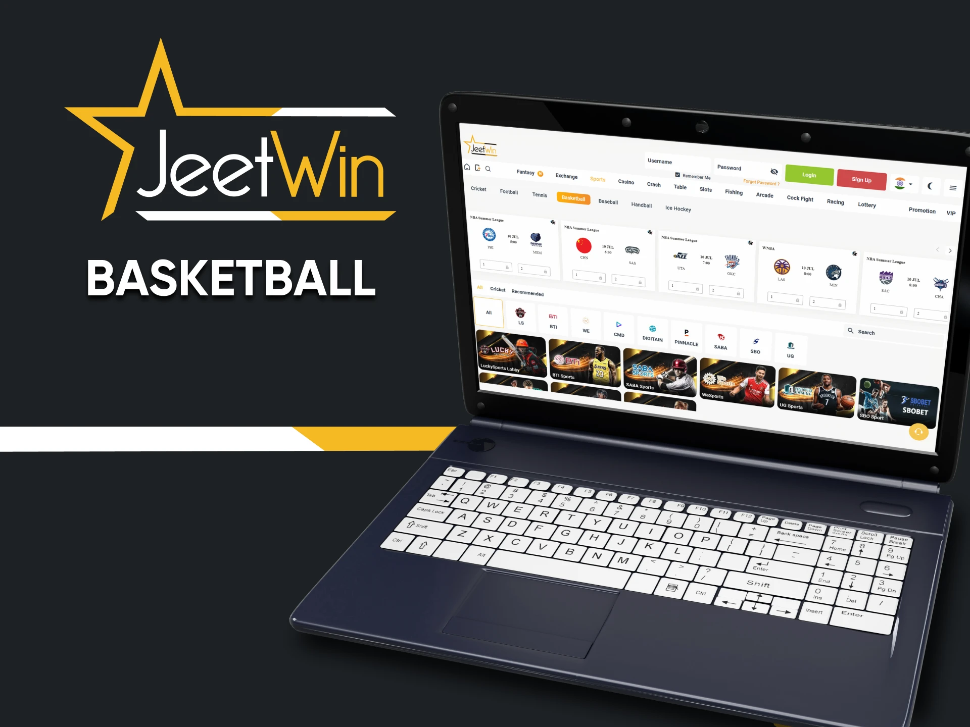 To bet on Jeetwin, choose Basketball.
