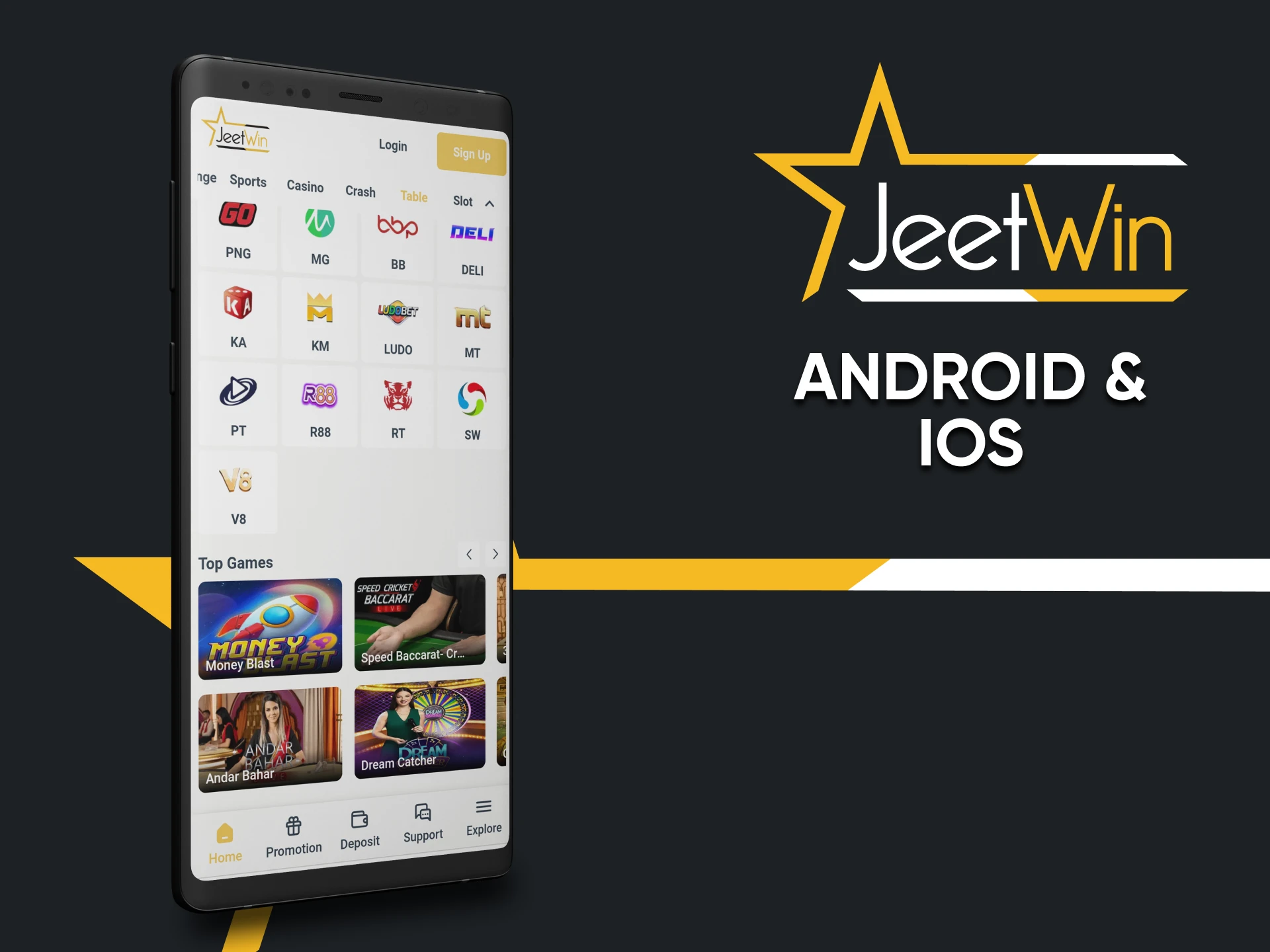 Play live casino from Jeetwin on iOS and Android.