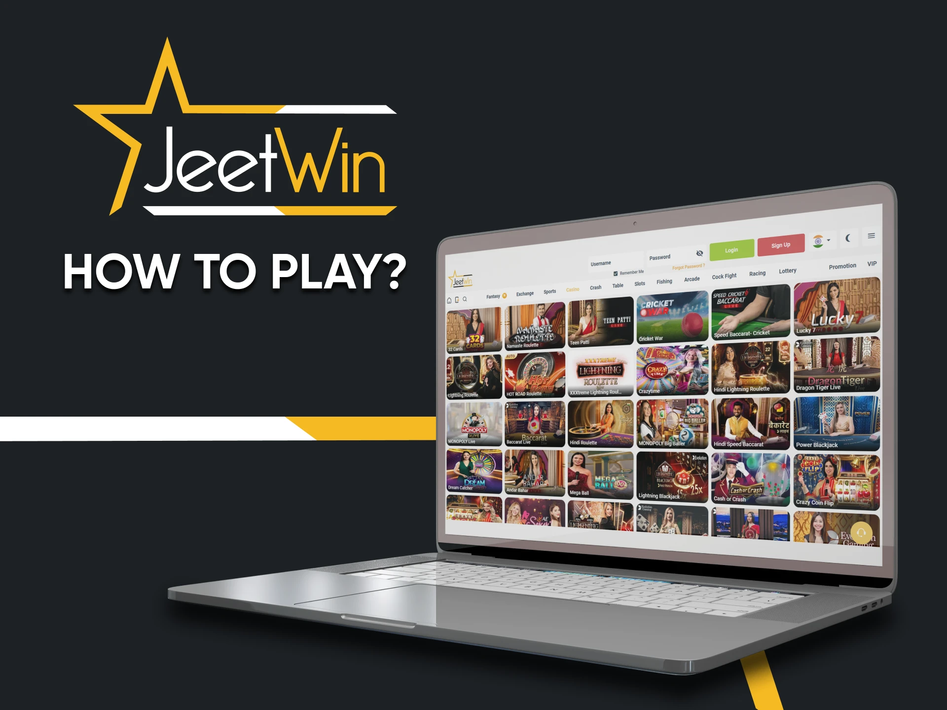 Go to the live casino section on Jeetwin.