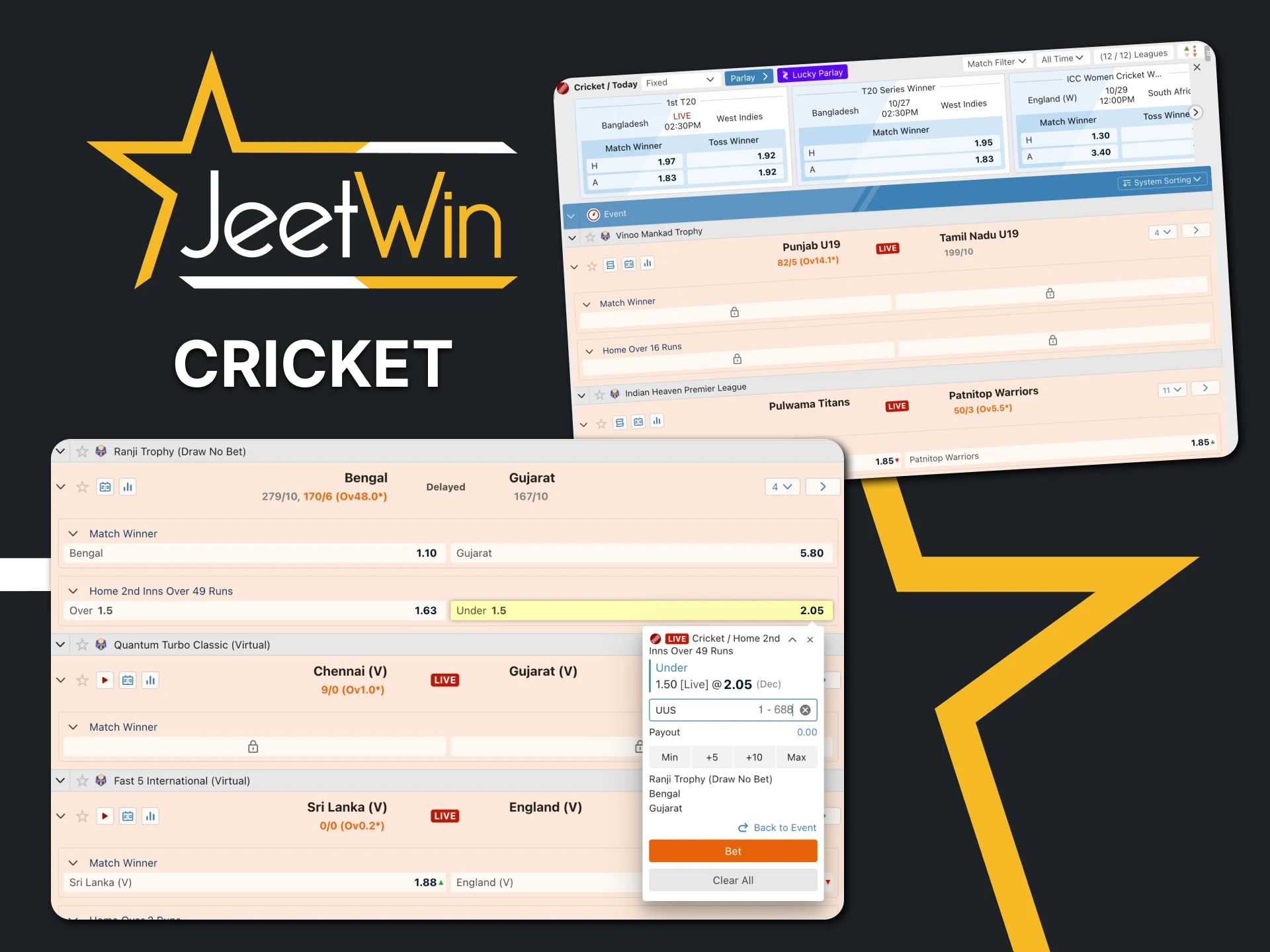 Bet on Cricket with Jeetwin.
